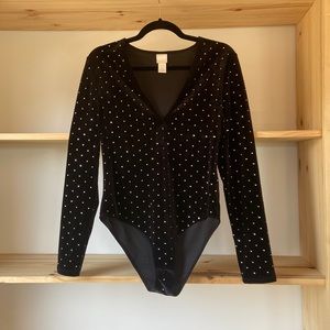 H&M Velvet Snap-crotch Bodysuit